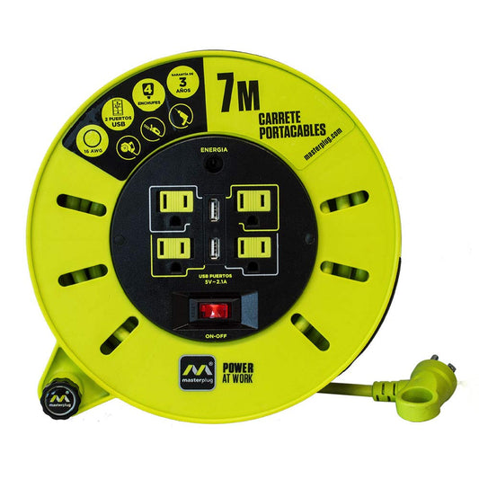Masterplug - Masterplug, CMM071116G4SLU, Extensión Eléctrica Cassette 7M +USB