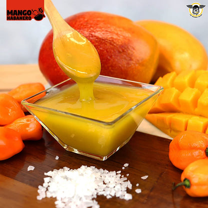 Salsa mango habanero para alitas, botanas y más. Mr Wings con pulpa 100% natural de MANGO y habanero. 1 Galón (4.2 Kg)