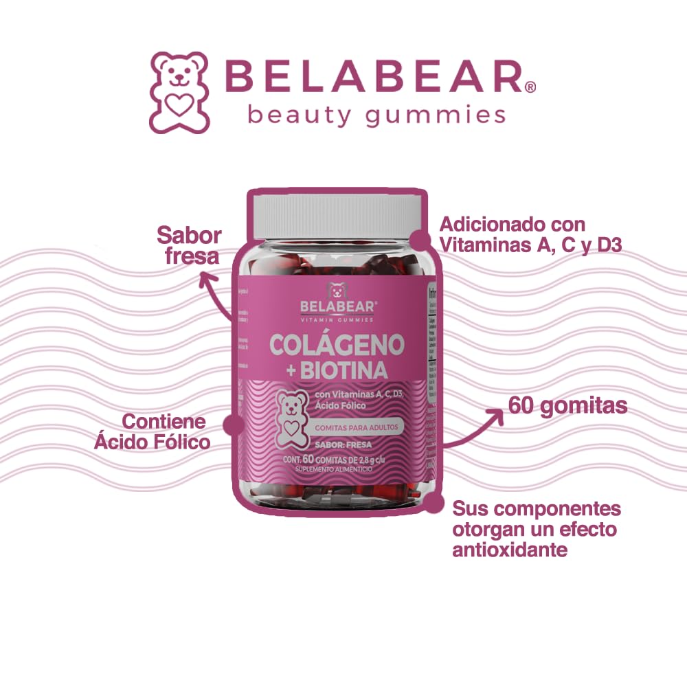 BELABEAR - Colágeno + Biotina 60 Gomitas by Belabear