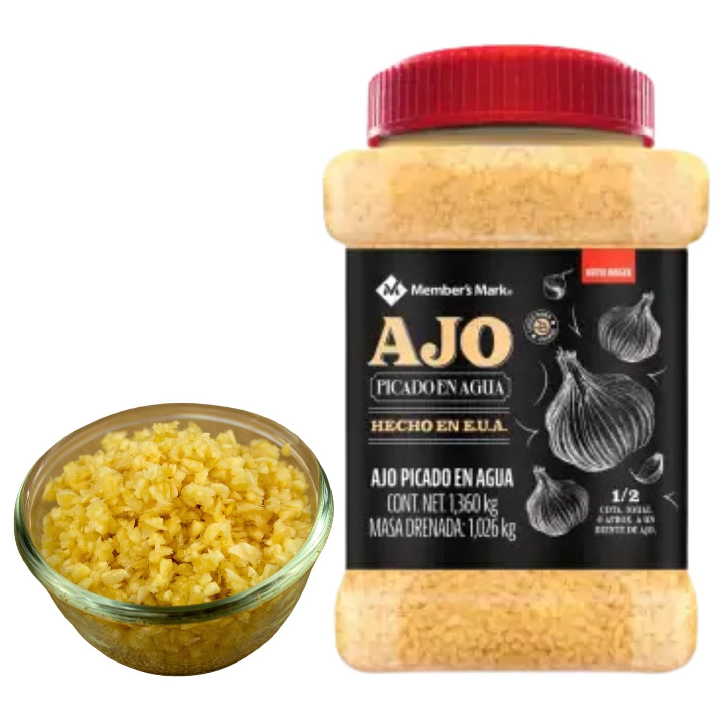 GAERO GLOBAL SOLUTION Ajo Picado En Agua Membe Mark By Gaero Shop | 1.36 Kg