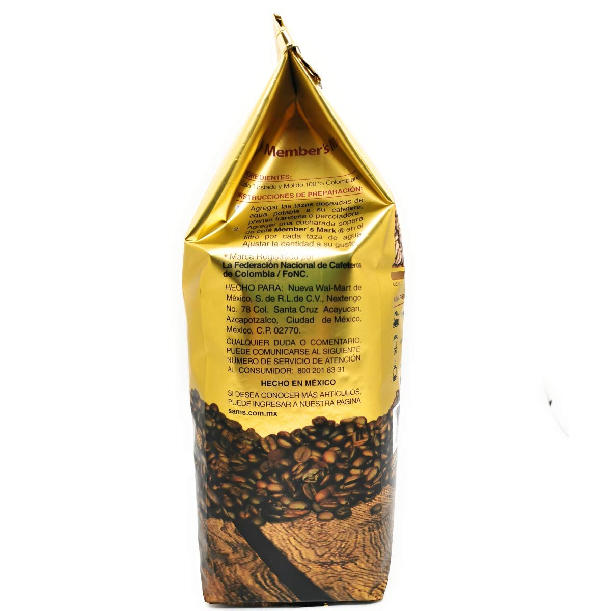 Members Mark - Members Mark Cafe Tostado Y Molido 100% Colombiano. 1Kg Tueste Oscuro. Molienda Media