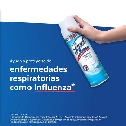 Lysol® Aerosol Desinfectante Antibacterial para Superficies Crisp Linen Paquete de 3 con 475g c/u efectivo contra el SARS-CoV-2, virus causante de COVID-19 incluyendo la variante Delta y Ómicron