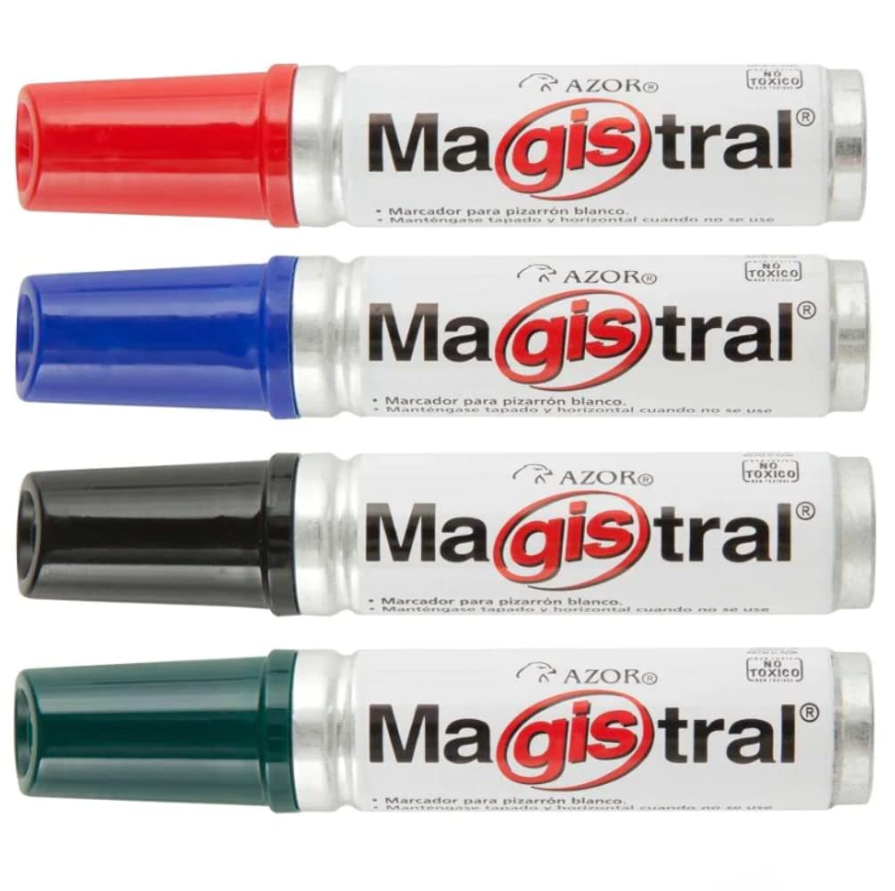 Marcador Pintarron Magistral Metálico Con 4 Plumones 50% Más Rendimiento Ideal Para Pizarrones Indeleble En Tela Y Materiales Porosos PSA COMPUTO Y PAPELERIA