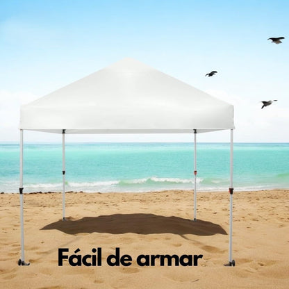 RIVARRO Toldo 3x3 - Impermeable -Toldo Retractil Exterior - Altura Ajustable - Pleglable - Ideal para Jardines, Playa y Exteriores