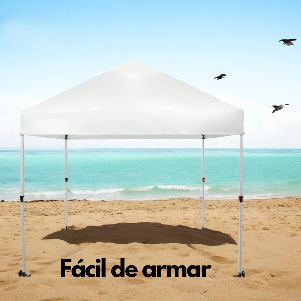 RIVARRO Toldo 3x3 - Impermeable -Toldo Retractil Exterior - Altura Ajustable - Pleglable - Ideal para Jardines, Playa y Exteriores