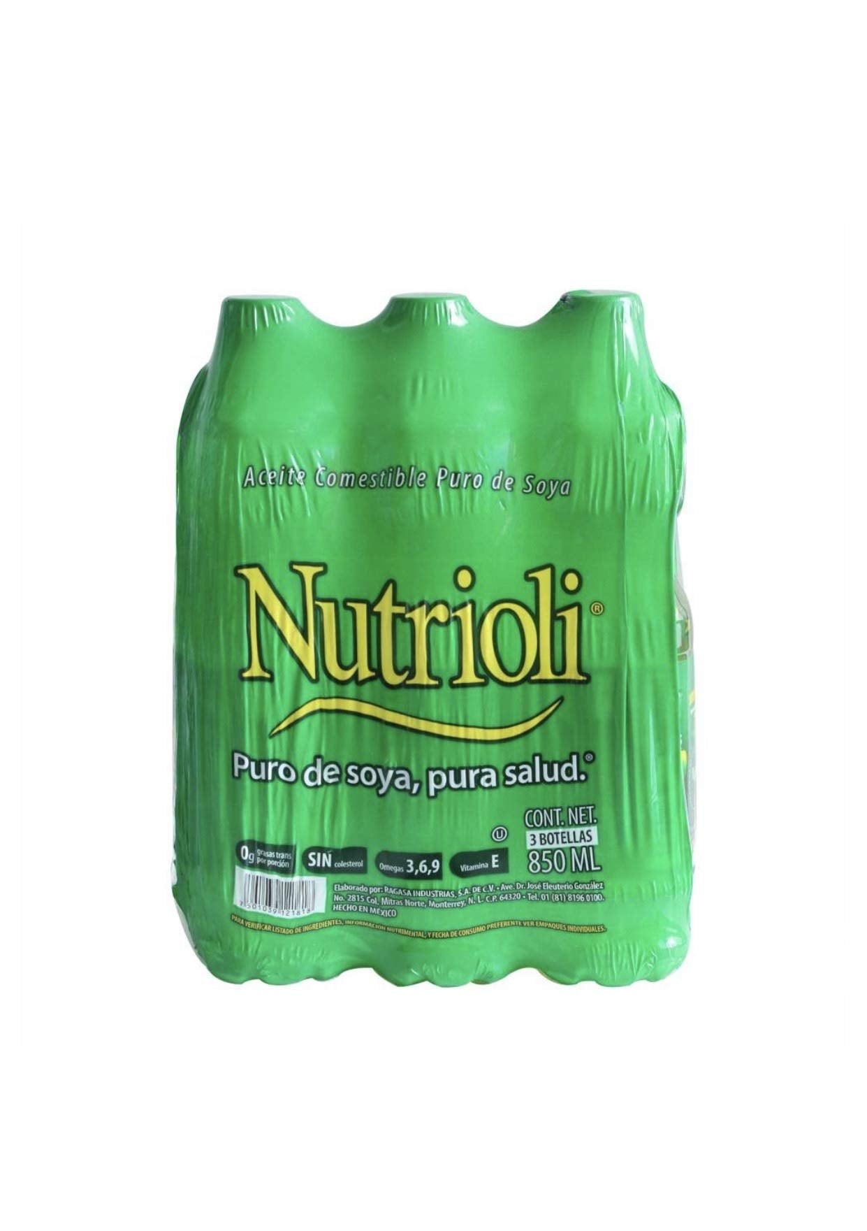 Nutrioli - ACEITE DE COCINA NUTRIOLI PURO DE SOYA PAQUETE DE 3 PIEZAS DE 850 ML C/U COCINA DESAYUNO CENA NEGOCIO RESTAURANTE CASA