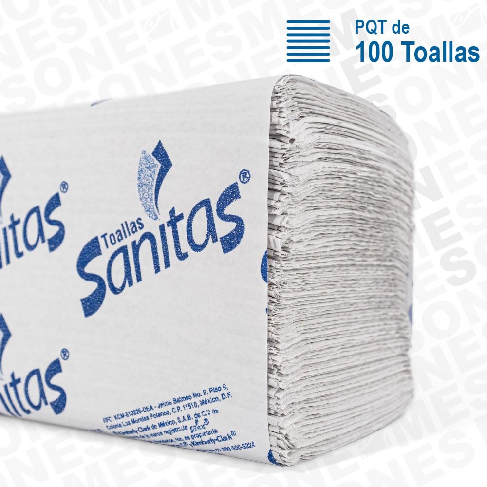 Sanitas - Combo de 3 Cajas 92231 Toalla Interdoblada para manos Sanitas 20 paquetes de 100 piezas