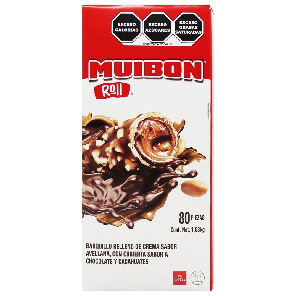Generic - Muibon Roll Barquillo con Chocolate, 80 piezas