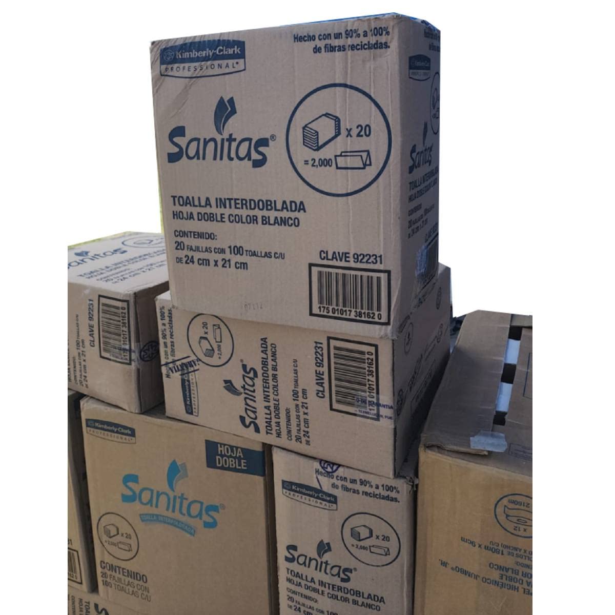 KIMBERLY CLARK - KIMBERLY CLARK Toalla Interdoblada Sanitas 92231 Caja con 20 fajillas de 100 Piezas