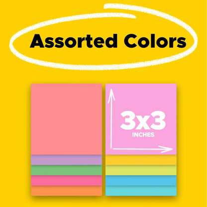 Post-it - Post-it Notas superadhesivas, 3 x 3 pulgadas, 15 almohadillas para orejas, 2 veces el poder de adherencia, colores brillantes surtidos, reciclables (654-5SSAN)