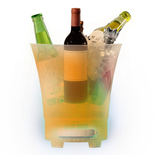 Cubo de Hielo LED con Tapa, 7L de Gran Capacidad, 4 Modos de Luz, Cubo Colorido para Vino, Hielo, Cerveza con Altavoz Bluetooth, Batería de 1200 MAh, Carga Tipo C, para Bar, KTV,