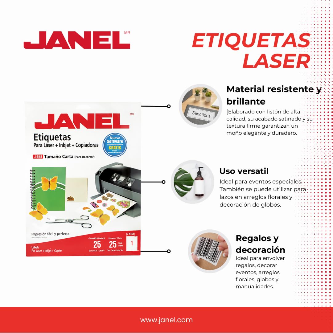 Janel - Janel- Etiqueta adh laser21.6x27.9 cta c/25 janel