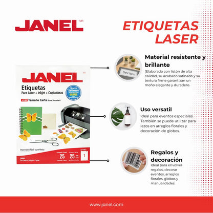 Janel - Janel- Etiqueta adh laser21.6x27.9 cta c/25 janel