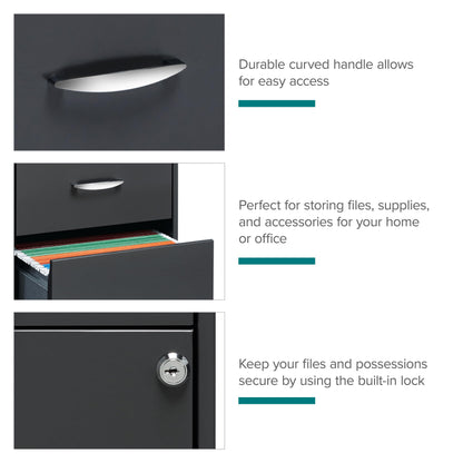 Space Solutions 20205 Archivero Organizador de Tres Gavetas, Color Gris Charcoal, Tamaño Carta