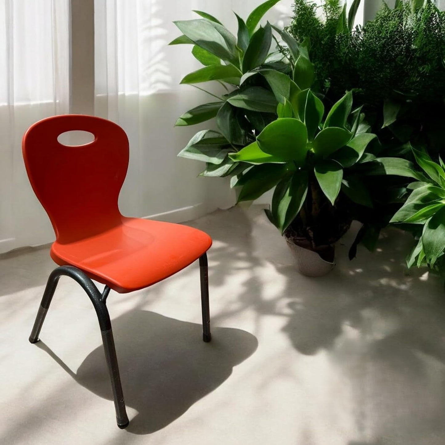 RIVARRO Silla Plástica Apilable para Niños, Armazón de Acero, 50 cm de Altura, 40 cm de Ancho, (Roja)