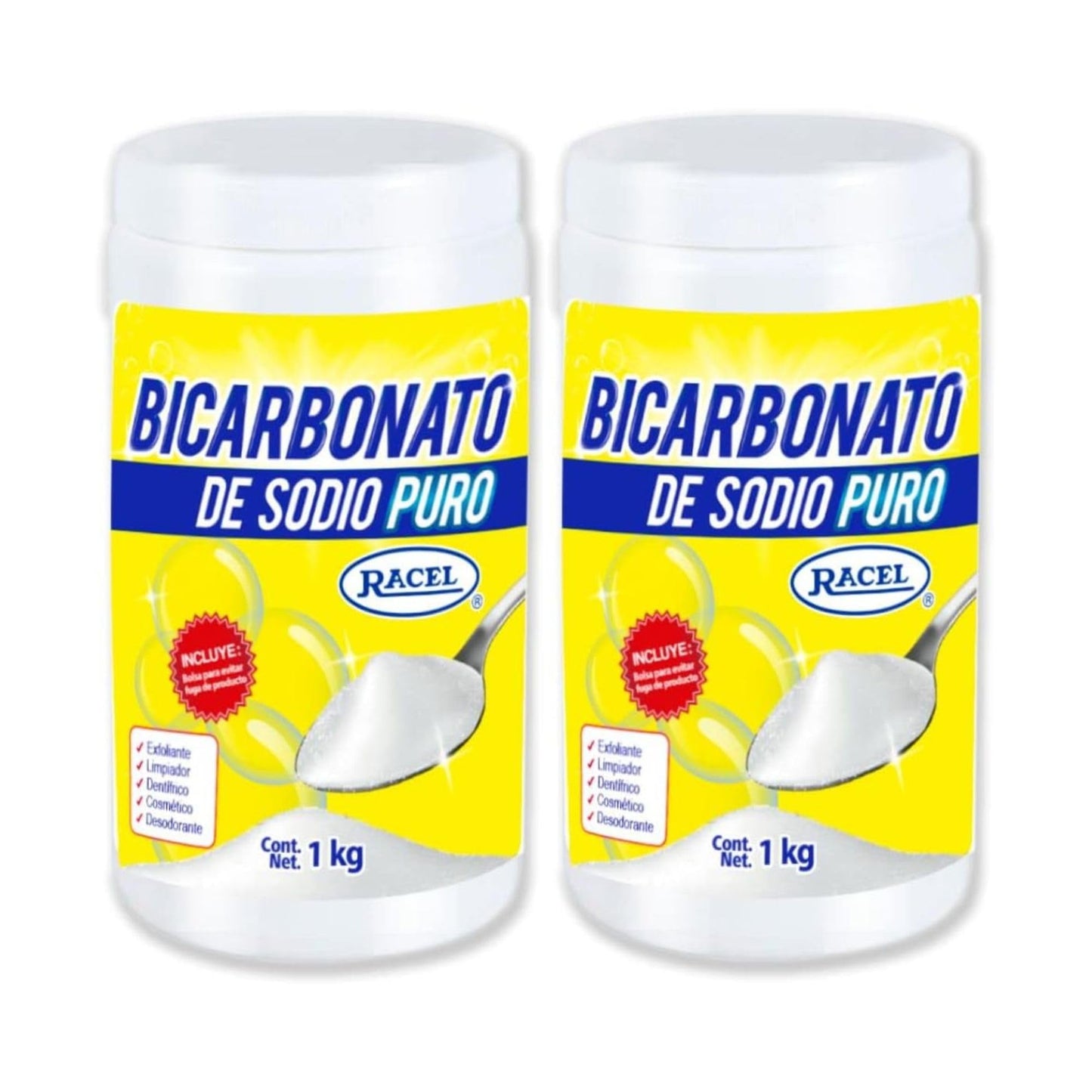 2 Botes De Bicarbonato De Sodio Racel 2 Kg