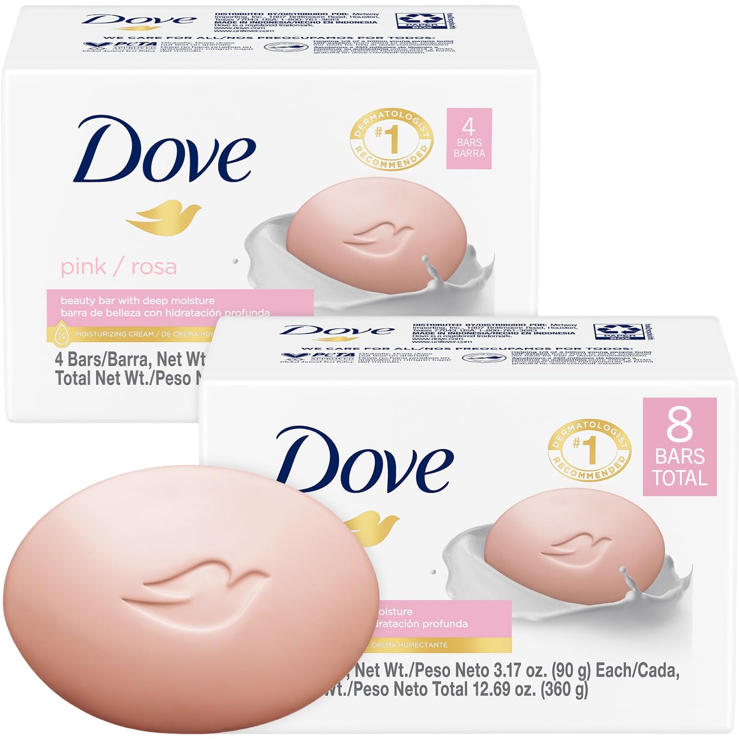 Dove Jabón de barra de crema Dove Pink Beauty, 100 gramos/3.5 onzas (paquete de 8)