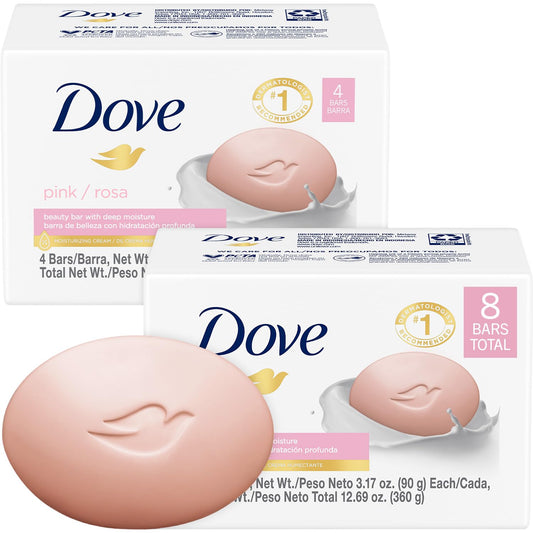 Dove Jabón de barra de crema Dove Pink Beauty, 100 gramos/3.5 onzas (paquete de 8)