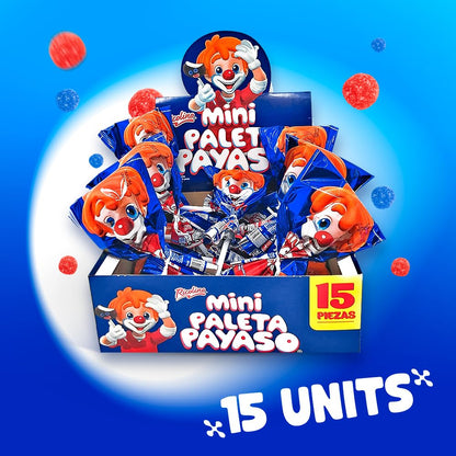 RICOLINO - Mini Paleta Payaso 15 piezas de malvavisco con revestimiento con sabor a chocolate y gomitas