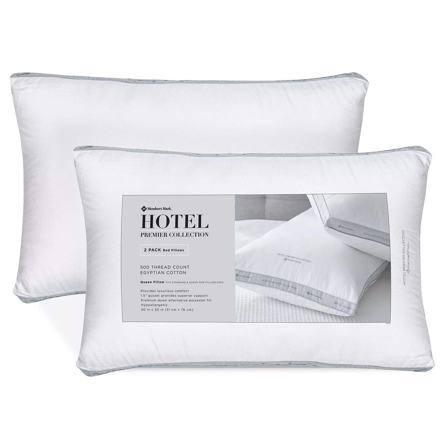 Members Mark - Member's Mark Hotel Premier Collection - Juego de 2 almohadas (2 unidades)