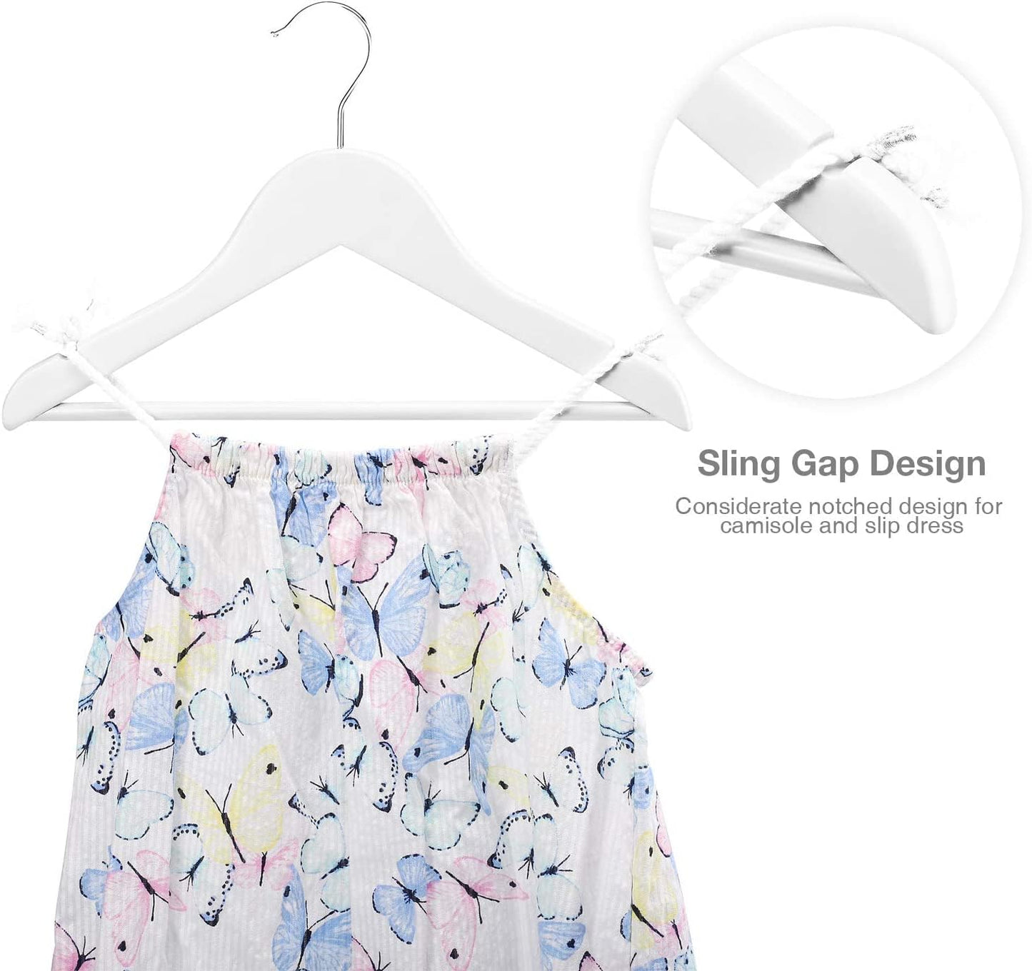 RIVARRO - Ganchos Madera para Ropa de NIÑO, Color Blanco, Caja 30 Piezas