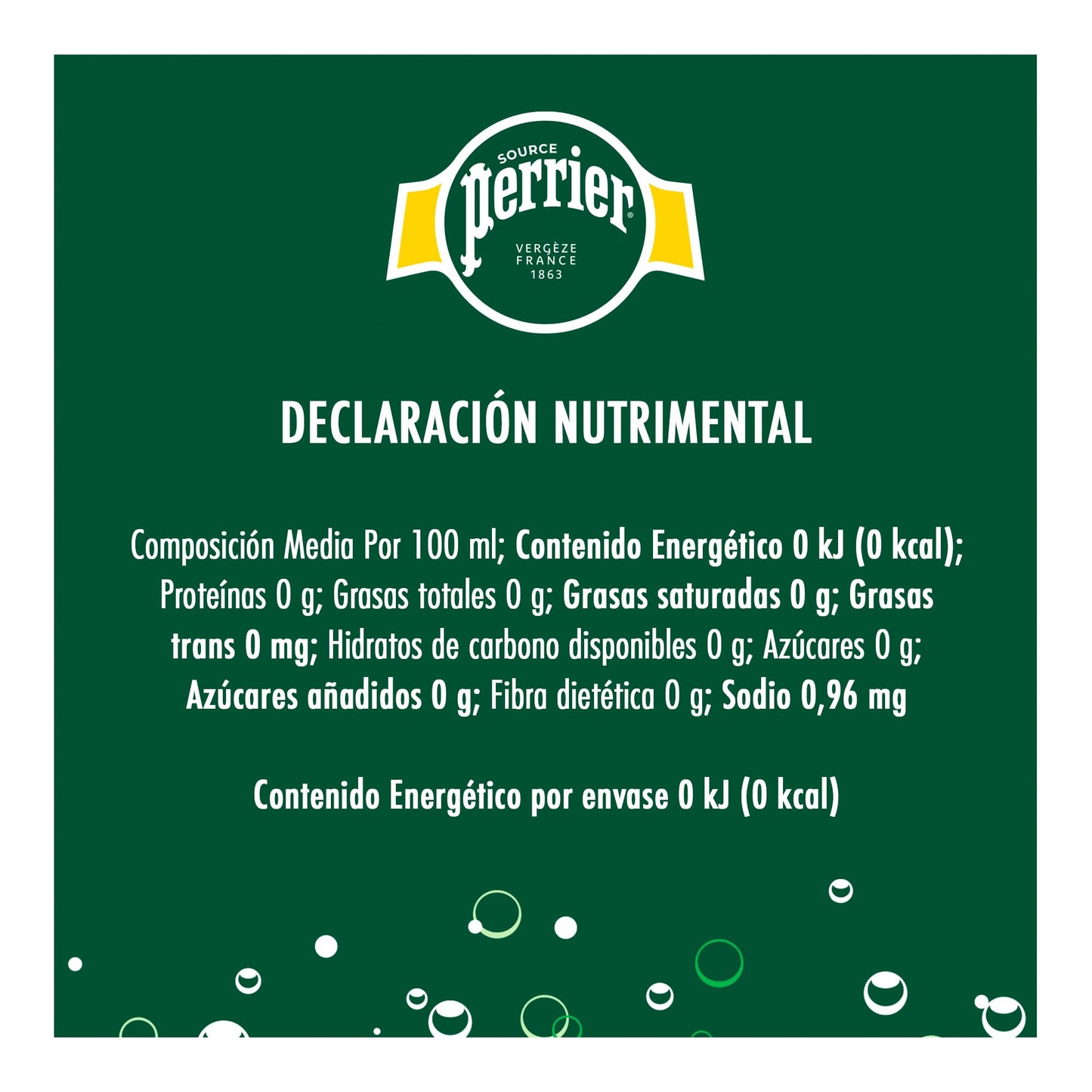 Perrier Agua Mineral, Natural Mineral, Sin Azúcar, Sin Calorías, Pack de 12 botellas de vidrio de 330ml c/u