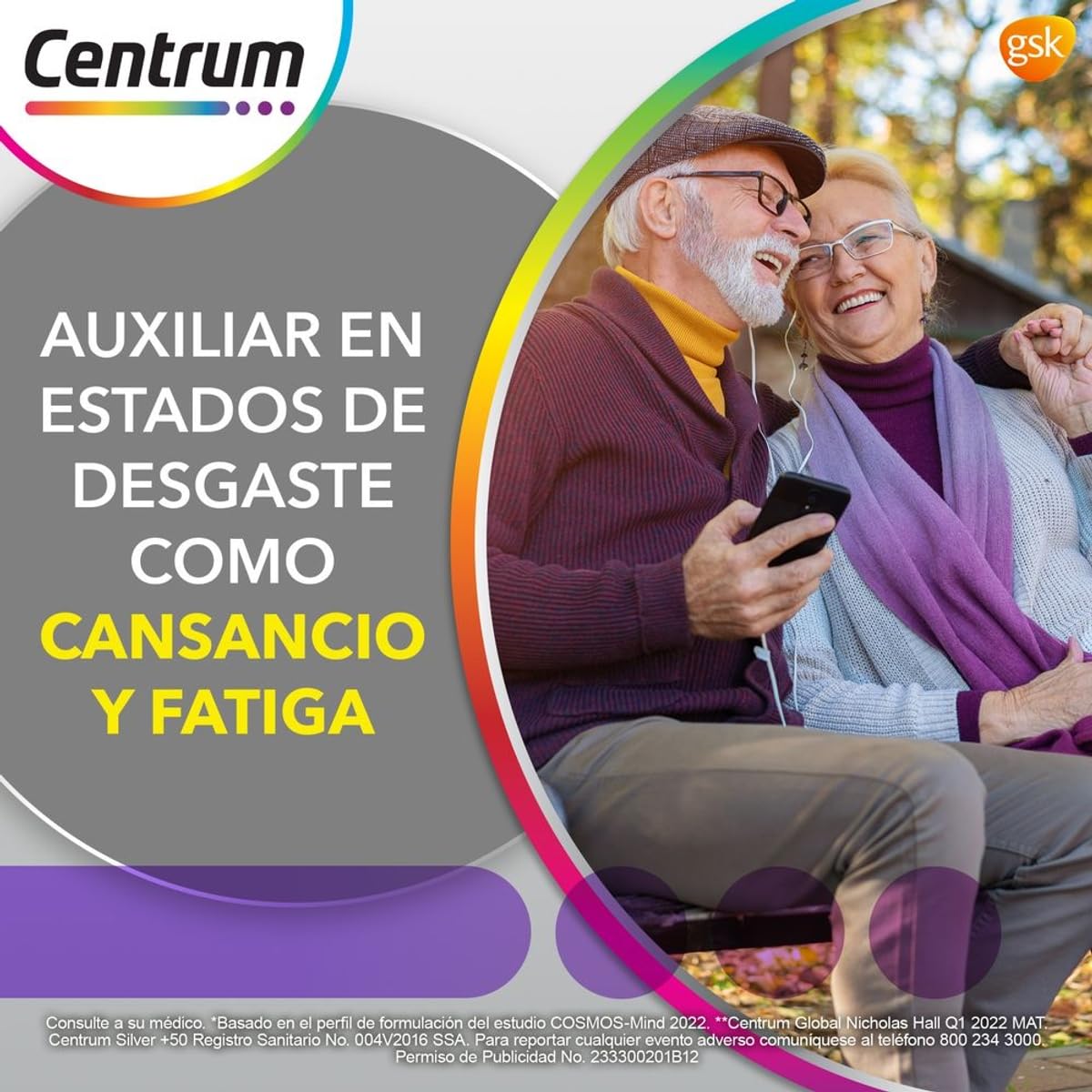 Centrum Silver +50 Multivitaminico, Con Magnesio, Vitamina B y Vitamina C, 60 Tabletas