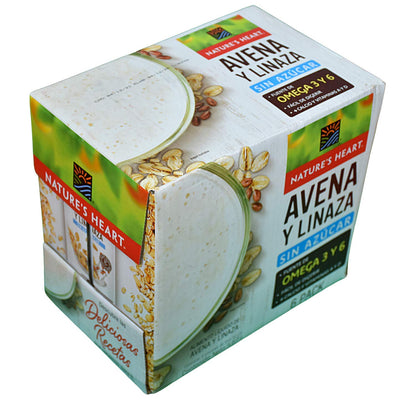 Natures Heart - Natures Heart Bebida sabor avena y linaza 6 Pack de 946 ml (5.67 litros). Sin Azúcar, Vegano