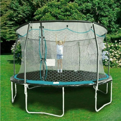 RIVARRO | Brincolines para Niños Grande De Acero para Exteriores Trampolin 9 Ft 279 Cm Largo x 426 Cm Alto, Red De Seguridad, Brincolin para Niños Y Adultos, Color Azul