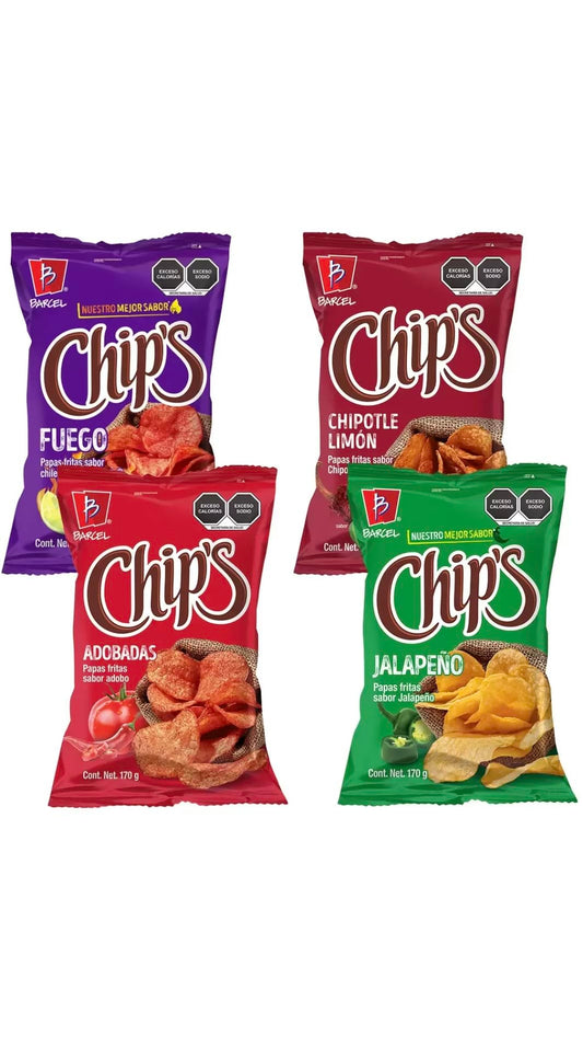 Chips - Surtido De Papas Fritas Chips 4 De 170 g. c/u.