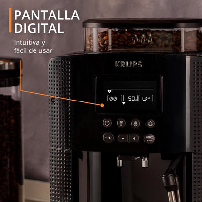 KRUPS Espresseria automática Quattro Force es como un barista en casa con resultados profesionales en cada taza, con molino integrado. Capacidad 1.8L, EA815050
