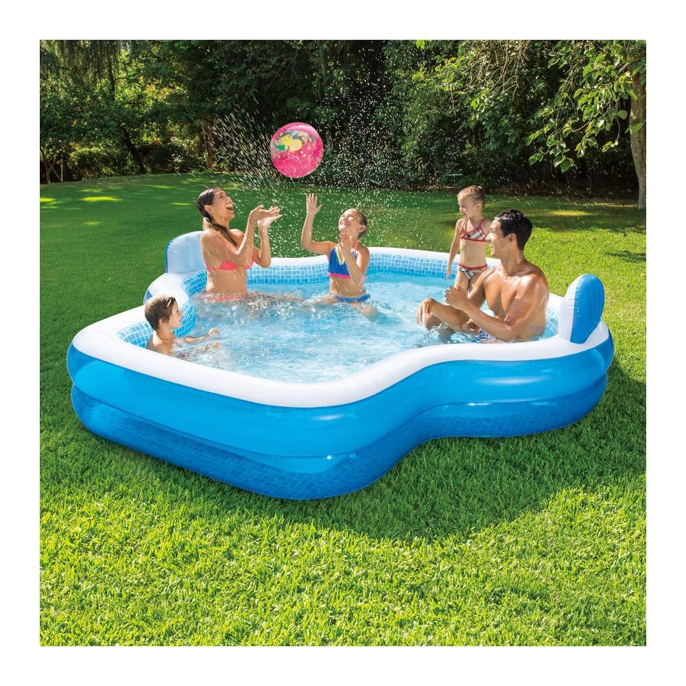 Alberca elegante familiar summer waves(2 acientos y respaldos acolchonados,medidas tamaño aprox inflado 120 l x 110 w x 26 H -MEDIDAS EN METROS (3.05mx 2.79m x 66cm)