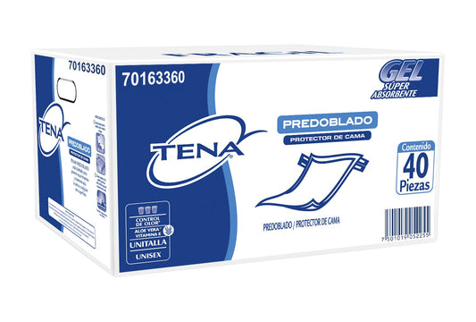 Protector de Cama Unitalla Predoblado; Máxima Protección para Cualquier Superficie; TENA; 40 Piezas