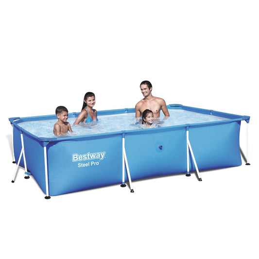 Bestway Steel Pro 56404 Framed pool Rectangular pool 3300L Azul alberca para piso - Piscina (Piscina con anillo hinchable, Rectangular, 3300 L, Azul, PVC, Acero)