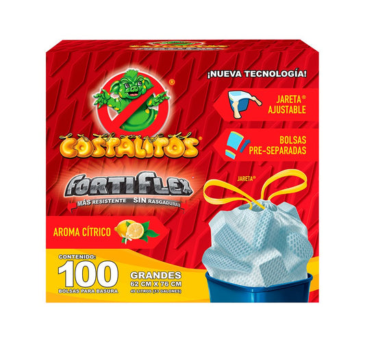 Costalitos Ecológico Bolsas para Basura con Jareta, color Blanco, Grande, 62 x 76 cm, 100 unidad, 1 (Paquete Variado)