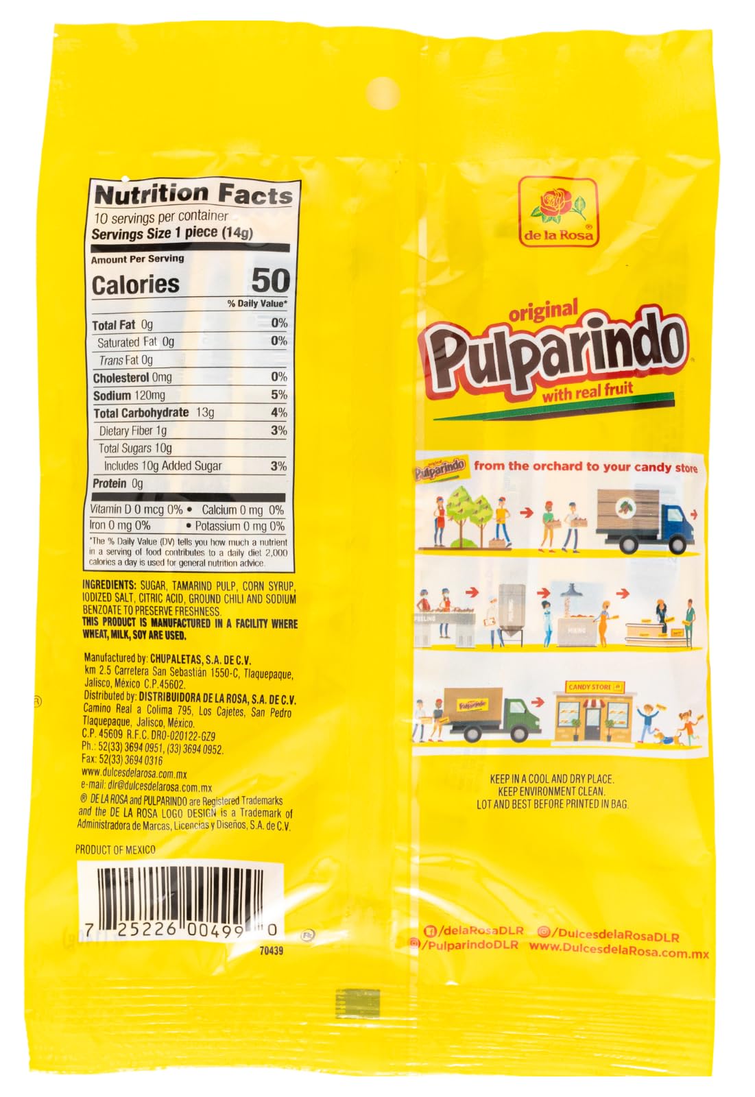 De La Rosa Pulparindots Chamoy - 20 Paquetes De 30 Gramos Cada Uno, 600 Gramos total