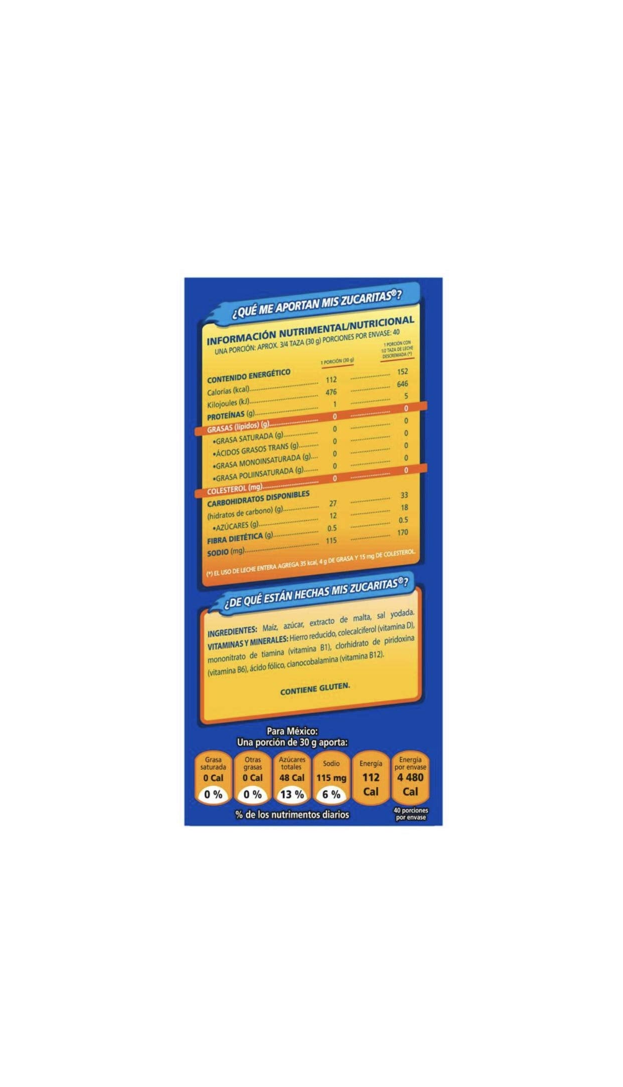 KELLOGG'S - Kellog's - Cereal Zucxaritas Kellog's, Desayuno Cena - 1.2 kg (empaque puede variar)