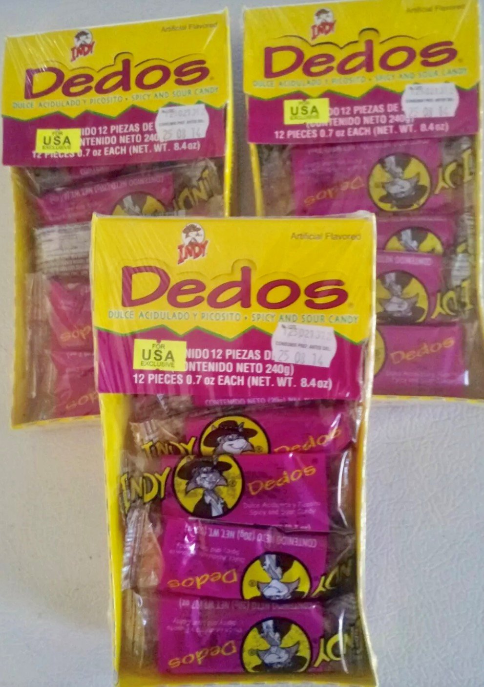 3 x DEDOS INDY SPICYSOUR MEXICAN CANDY