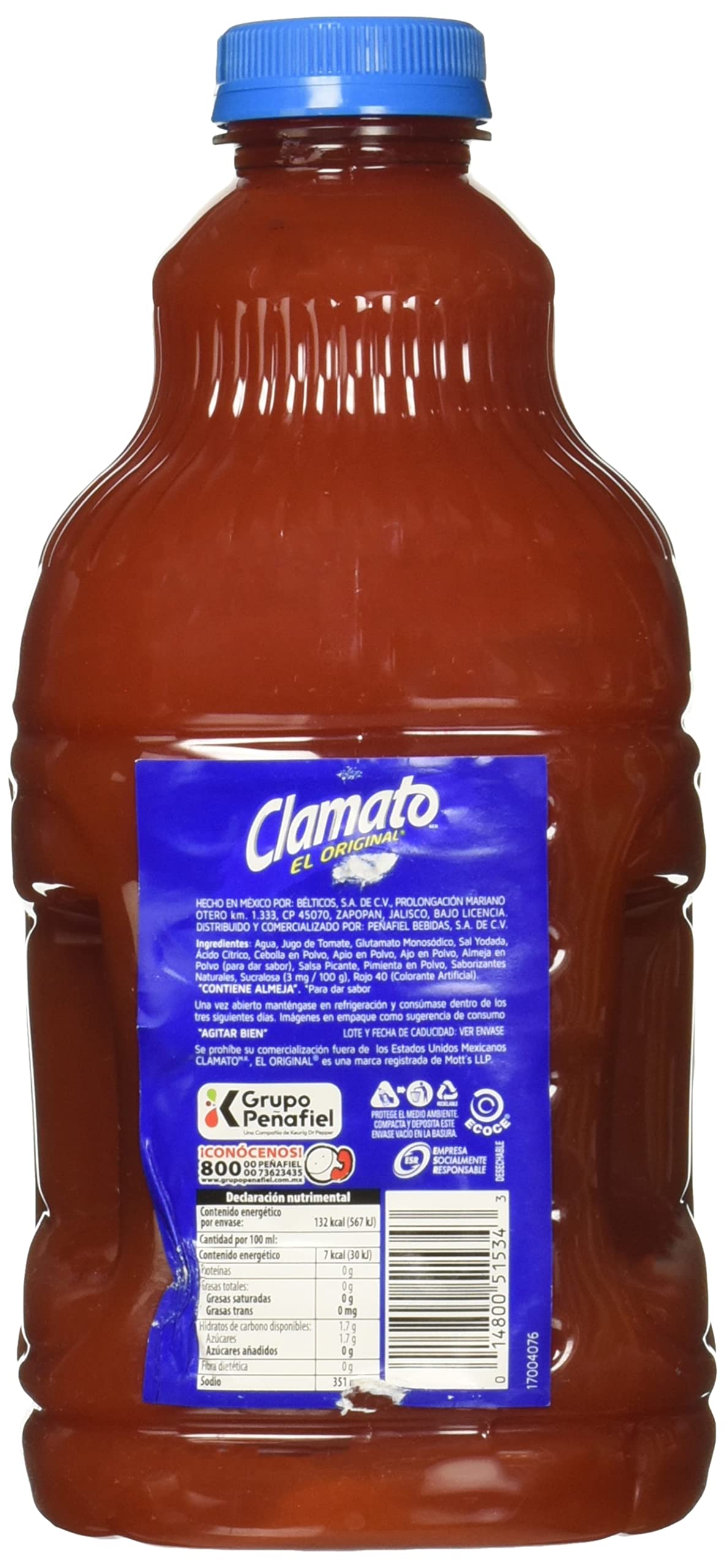 Clamato Jugo de Tomate con Almeja, 1.89 litros