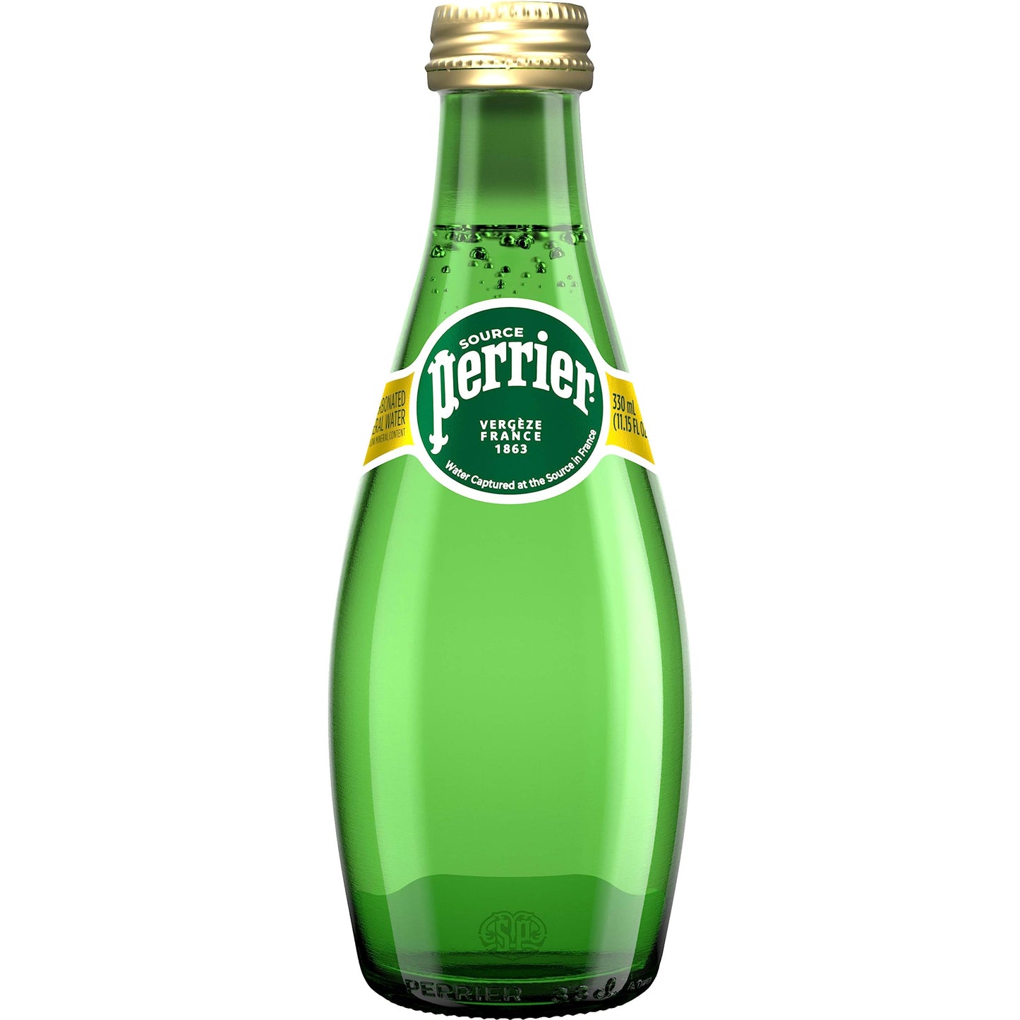 Perrier Agua mineral carbonatada, 11.15 onzas líquidas Botellas de vidrio (4 unidades)