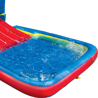 Banzai 35533 Bounce N Splash Water Park Centro de juego de actividades acuáticas con tobogán, estacas de puesta a tierra, bomba incluida y bolsa de almacenamiento portátil de viaje