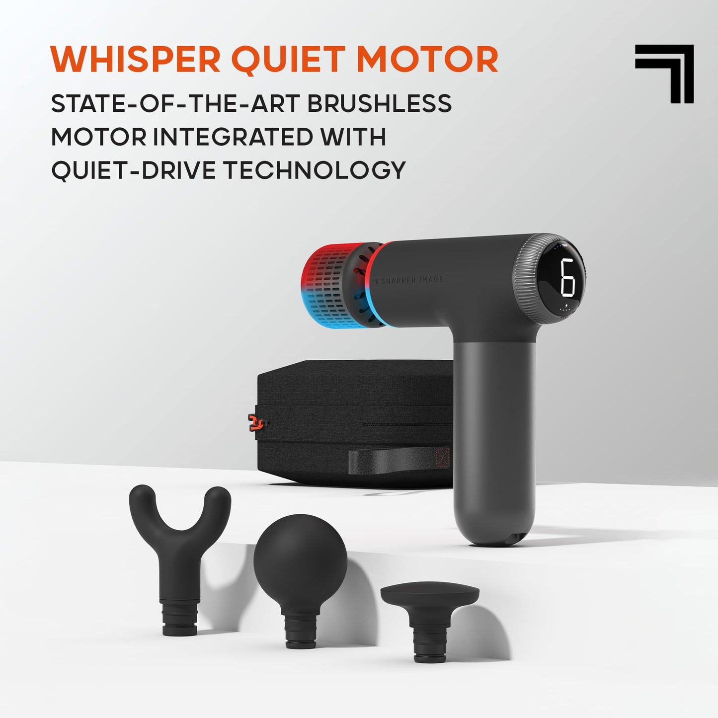 Sharper Image® Powerboost® Pro+ Masajeador compacto de percusión caliente y frío, nodo de doble temperatura, terapia calmante de calor y frío, 6 velocidades, 4 accesorios, recuperación portátil ligera