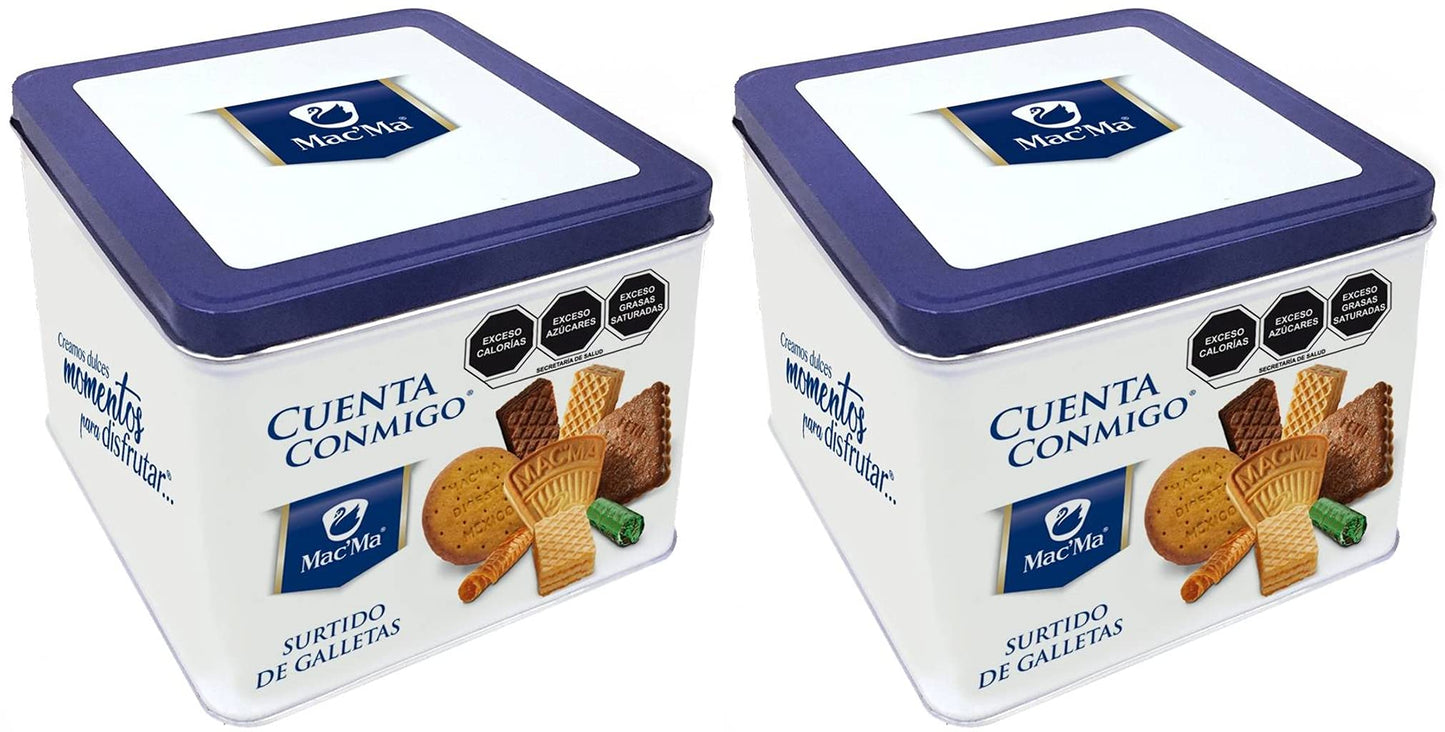Macma - Macma LATA CUENTA CONMIGO 600 gr c/u Combo 2 piezas Galletas. Deliciosas galletas finas, para compartir con familia y amigos o simplemente deleitarnos en casa.