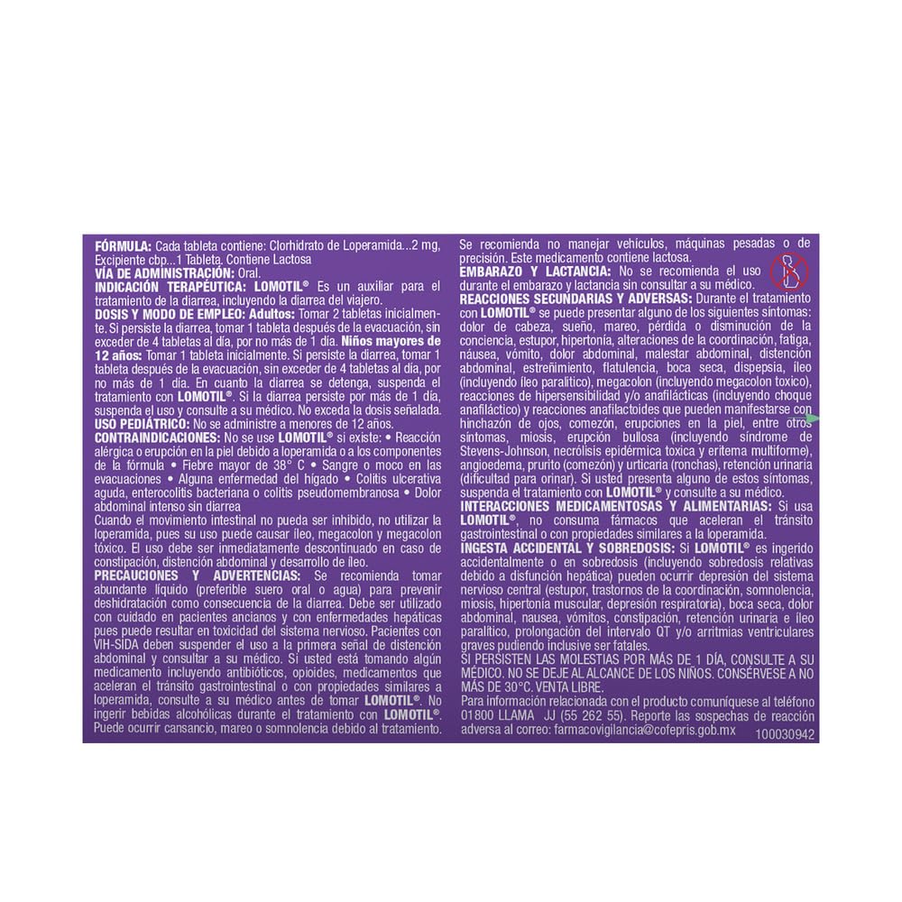 Lomotil - Antidiarréico LOMOTIL 2 paquetes de 8 Tabletas 2 mg, 16 unidad