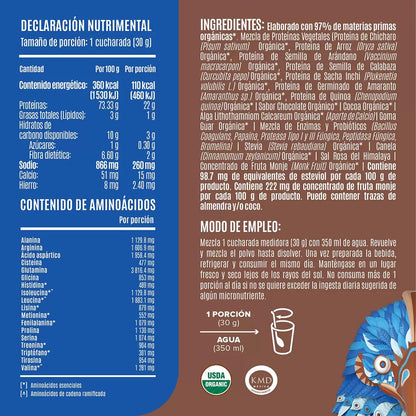 Birdman Proteína Vegana Orgánica Sabor Doble Chocolate 1.5 kg (50 servicios) / 22g proteina
