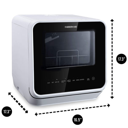 Farberware - lavaplatos portátil con depósito de agua integrado de 5 litros, sistema de 5 programas para el hogar, RV y departamento
