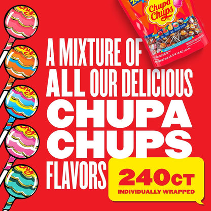 Perfetti van Melle USA Inc. - Minipiruletas Chupa Chups, ventosas para niños, caramelos a granel de Halloween, fiesta, bolsa de 240 unidades