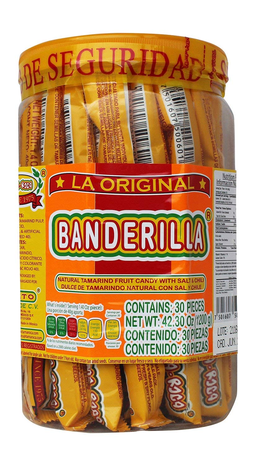 TAMA - ROCA - Banderilla Tama-Roca Tamarindo - Palitos de caramelo mexicanos contiene 30 piezas de caramelo picante de Tamarindo con sal y chile - Juego de 3