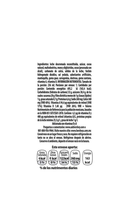 HERSHEY'S - Hersheys - Leche, Chocolate - 27 Piezas de 236 ml