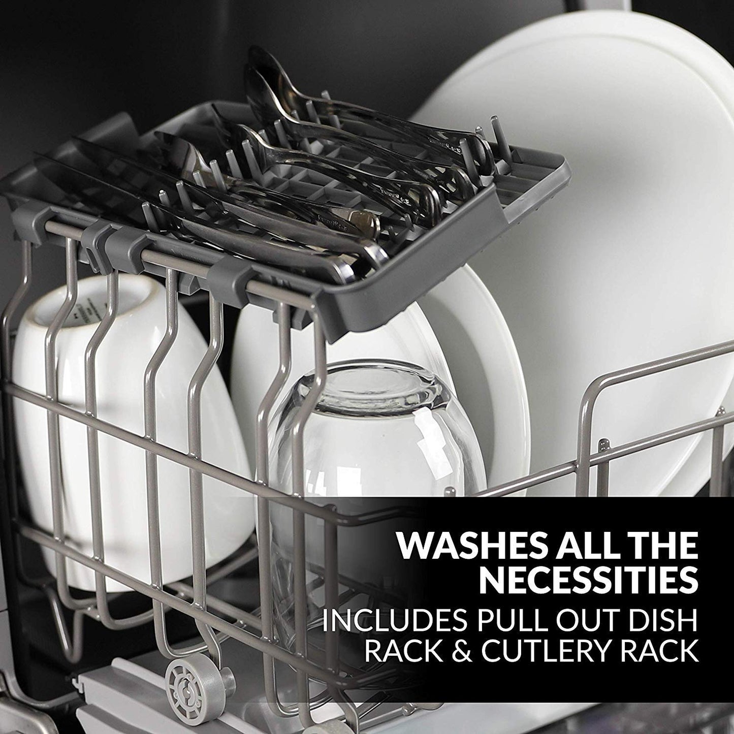 Farberware - lavaplatos portátil con depósito de agua integrado de 5 litros, sistema de 5 programas para el hogar, RV y departamento